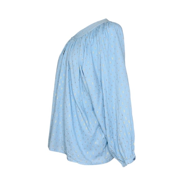 Emerson Fry Light Blue Metallic Dot Peasant Blouse - Picture 12 of 14